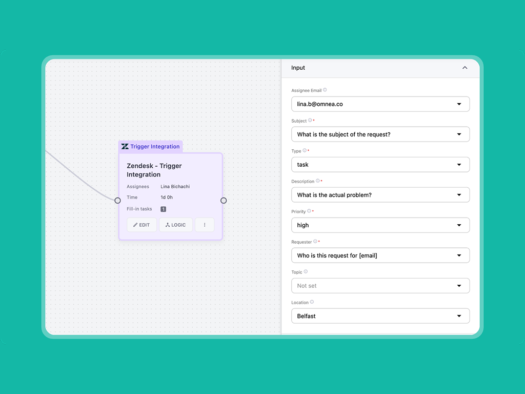 Omnea primary marketing image — Workflows app on the Zendesk Marketplace