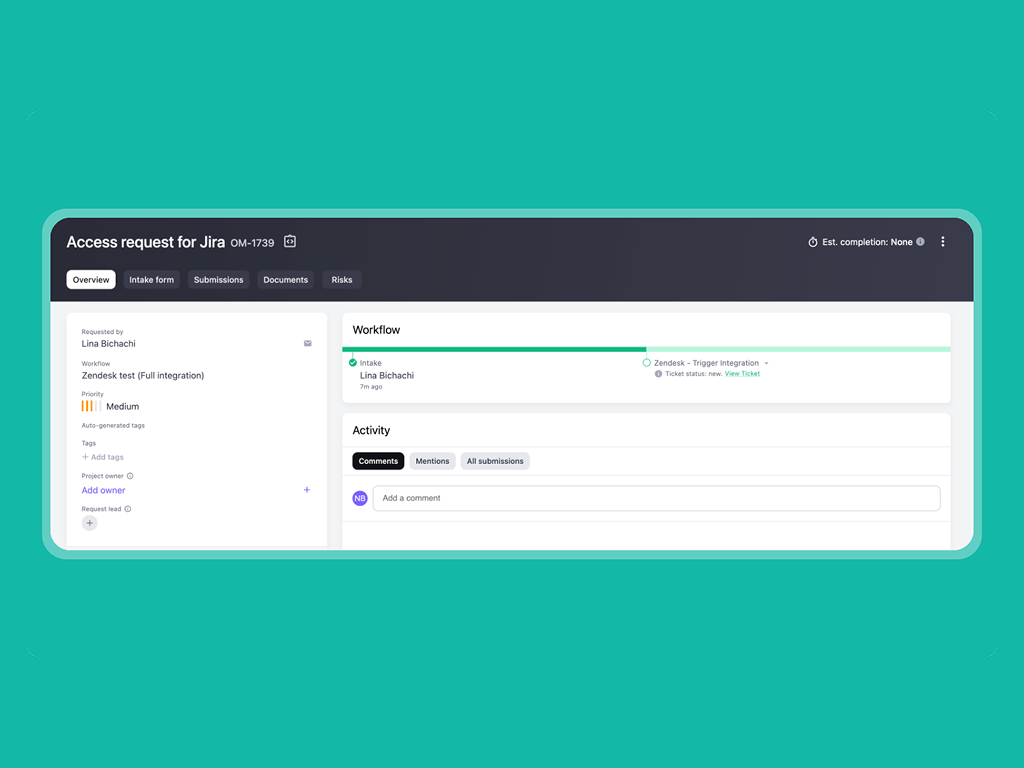Omnea dashboard view — Workflows app on the Zendesk Marketplace